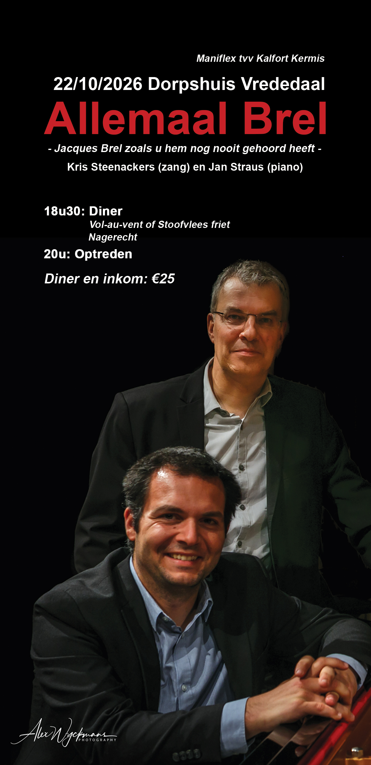 Affiche van Allemaal Brel - Diner + Optreden